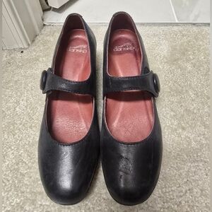 Dansko Black Leather Mary Jane Shoes